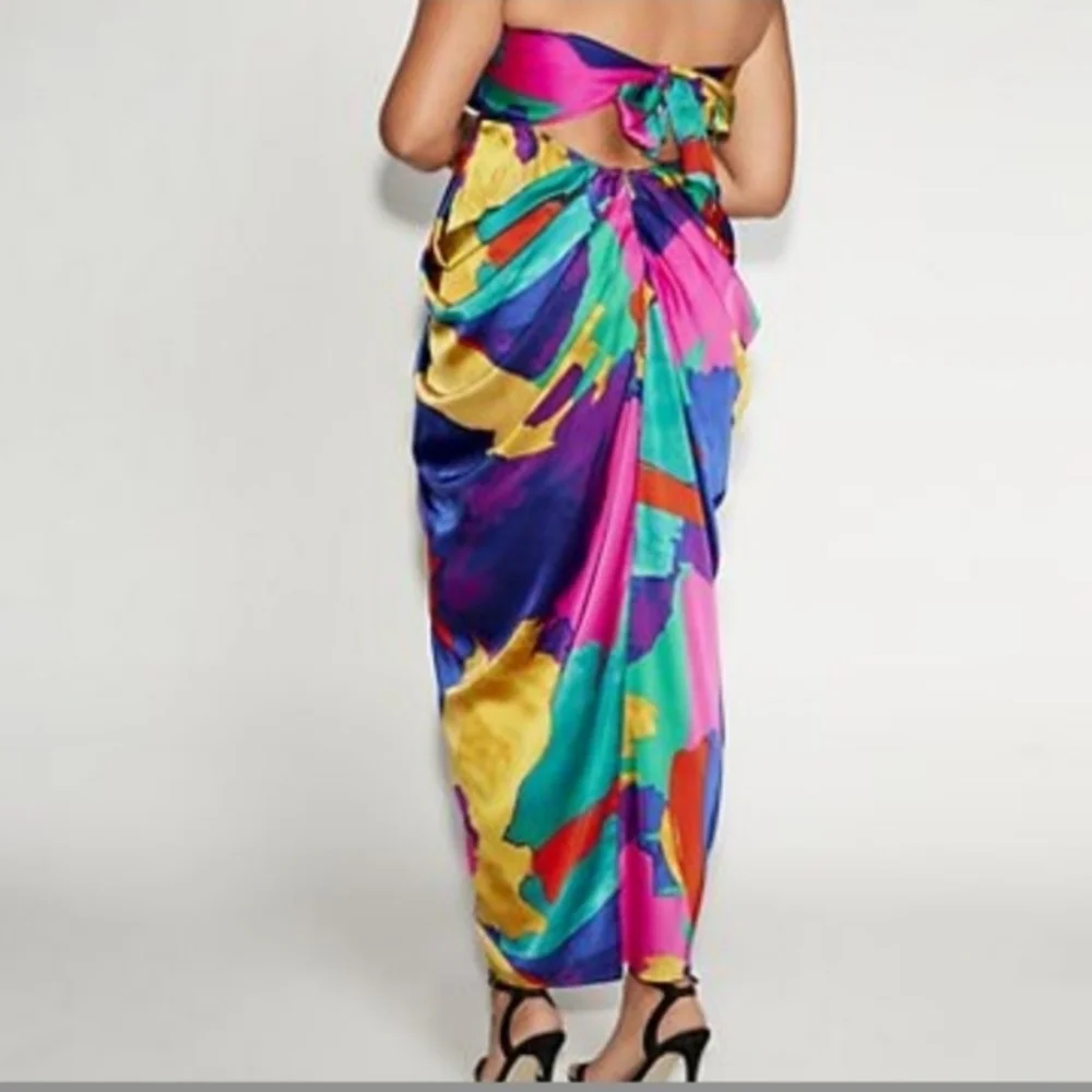 Gabrielle UNION Colorful Strapless Maxi Dress Sz M - Picture 5 of 5